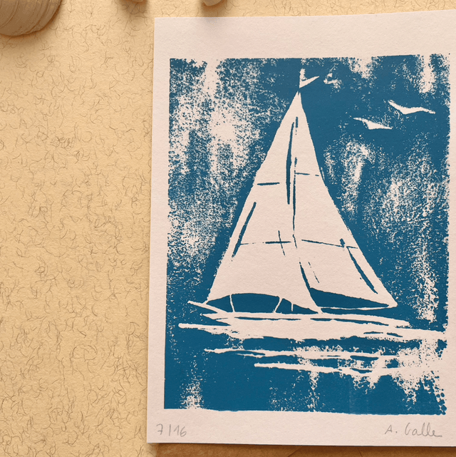 Carte postale, Bateau bleu