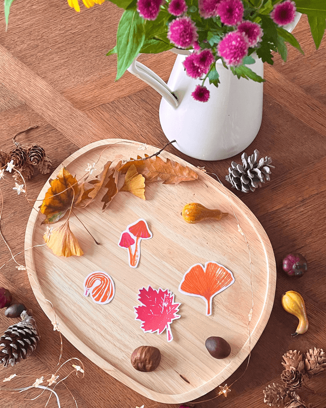 Lot de quatre stickers d'automne